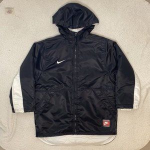 Vintage Nike Black Hooded Winter Coat: Size Medium